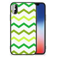 iPhone X | Xs Back Case Zigzag Groen - thumbnail