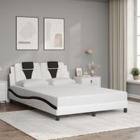 Bedframe met LED-verlichting kunstleer wit en zwart 140x200 cm - thumbnail