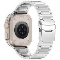 By Qubix - Titanium H-type schakelband - Zilver - Compatible met Apple Watch 44mm / 45mm / 46mm / 49mm - Compatible Apple watch bandjes - thumbnail