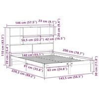 Bed met boekenkast zonder matras grenenhout wasbruin 140x200 cm - thumbnail
