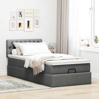 Ottoman bed met matras 160x200cm stof donkergrijs - thumbnail