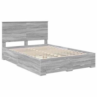 Bedframe met hoofdeinde Grijs Sonoma 140 x 200 cm Bewerkt hout
