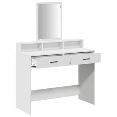 Kaptafel met lade met plank Wit 100 x 41 x 140 cm Bewerkt hout