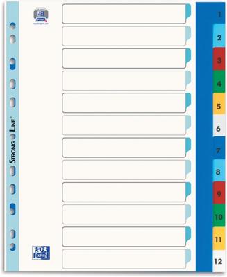 OXFORD tabbladen, formaat A4 maxi (voor showtassen), uit gekleurde PP, 11-gaatsperforatie, set 1-12 OXFORD tabbladen, formaat A4 maxi (voor showtassen), uit gekleurde PP, 11-gaatsperforatie, set 1-12