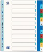 OXFORD tabbladen, formaat A4 maxi (voor showtassen), uit gekleurde PP, 11-gaatsperforatie, set 1-12 - thumbnail