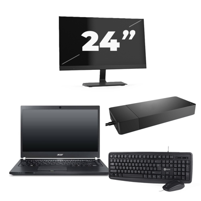 Acer TravelMate P645-SG - Intel Core i7-5e Generatie - 14 inch - 8GB RAM - 256GB SSD - Windows 11 Home + 1x 24 inch Monitor