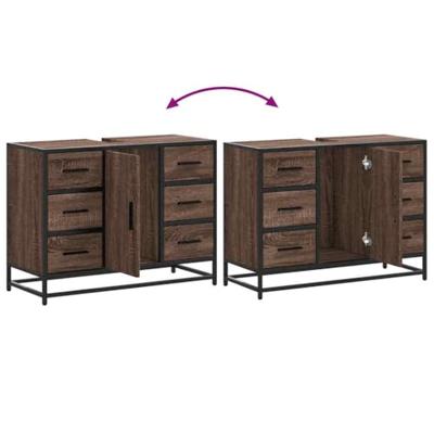 Wastafelkast 80x33x60 cm bewerkt hout bruin eikenkleurig Wastafelkast 80x33x60 cm bewerkt hout bruin eikenkleurig