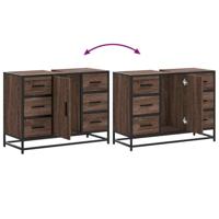 Wastafelkast 80x33x60 cm bewerkt hout bruin eikenkleurig - thumbnail