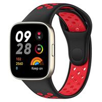 By Qubix - Siliconen sportband - Zwart met rood - Compatible met Xiaomi Redmi Watch 3 - Compatible Xiaomi bandje - thumbnail