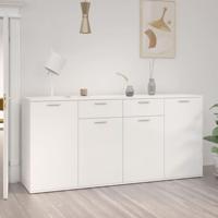 Dressoir 160x36x75 cm bewerkt hout hoogglans wit - thumbnail