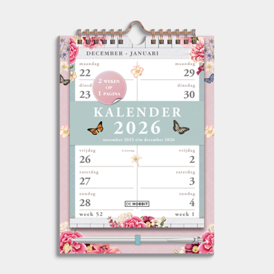 A5 Spiraalkalender 2-weeks 2026 Brocante