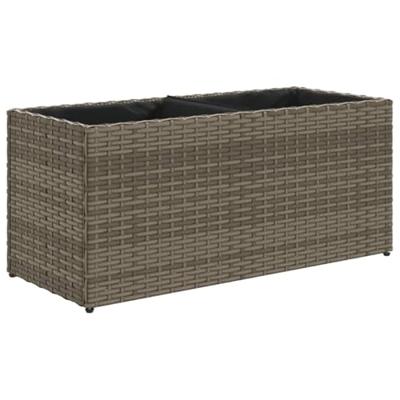 VidaXL Plantenbakken met 2 potten 2 st 72x30x32 cm poly rattan grijs