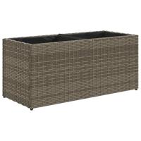VidaXL Plantenbakken met 2 potten 2 st 72x30x32 cm poly rattan grijs - thumbnail