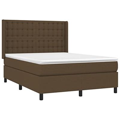 Boxspring met matras en LED stof donkerbruin 140x190 cm
