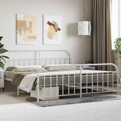 Bedframe met hoofd- en voeteneinde metaal wit 200x200 cm Bedframe met hoofd- en voeteneinde metaal wit 200x200 cm