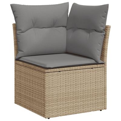 4-delige Loungeset met kussens poly rattan beige - thumbnail