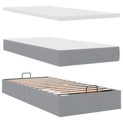 Ottoman bed met matras 80x200cm stof lichtgrijs