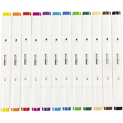 Creativ Company Tekenstift, lijndikte 1+8 mm, standaardkleuren, 12 stuk/ 1 doos Creativ Company Tekenstift, lijndikte 1+8 mm, standaardkleuren, 12 stuk/ 1 doos