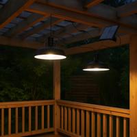 Lampade a sospensione solari doppie - LUMISKY - WAREN - Ø18 cm - Paralume in metallo nero - LED bianco freddo - thumbnail