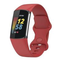 By Qubix - Compatible met Fitbit Charge 5 - Fitbit Charge 6 Sportbandje met dubbele lus - Rood - Maat: L - Compatible fitbit bandje - thumbnail