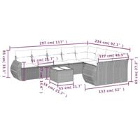 10-delige Loungeset met kussens poly rattan beige - thumbnail