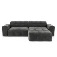 Rechthoekige 5-zitsbank in grafietgrijs fluweel 230cm - thumbnail