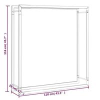 VidaXL Haardhoutrek 110x28x116 cm staal matzwart - thumbnail