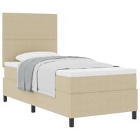 Boxspringbed Lichtgrijs en wit. 100 x 200 cm Katoen Stof - thumbnail