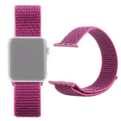 Eenvoudige mode nylon horlogebandje voor Apple Watch serie 5 & 4 44mm/3 & 2 & 1 42mm met Magic stick (rood paars)