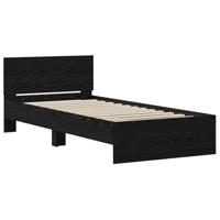 Bedframe met hoofdeinde Zwart eiken 90 x 190 cm Bewerkt hout - thumbnail