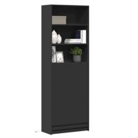 Hoge kast met LED 69x32,5x200 cm bewerkt hout zwart - thumbnail