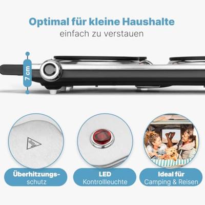 Clatronic DKP 3668 271722 Dubbele kookplaat 2 gescheiden temperatuurregelaars
