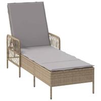 Ligbed met kussen 2 pcs Beige 35 x 35 x 32cm poly rattan - thumbnail
