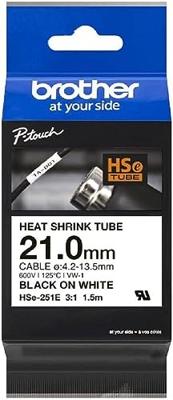 Brother HSE251E Labeltape krimpkous Tapekleur: Wit Tekstkleur: Zwart 21 mm 1.5 m