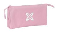 Pennenetui met 3 vakken Munich Basic Roze 22 x 12 x 3 cm - thumbnail