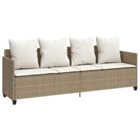 5-delige Loungeset met kussens poly rattan beige - thumbnail