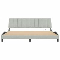 Bedframe met LED zonder matras "Hanko" fluweel lichtgrijs 200x200 cm - thumbnail