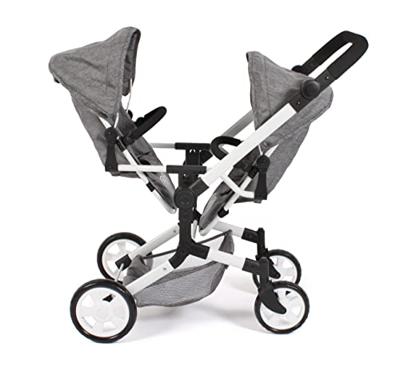 Tweeling Poppenwagen Linus Duo - Grey Jeans - thumbnail