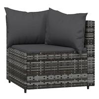 4-delige Loungeset met kussens poly rattan grijs - thumbnail