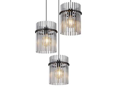 Globo Zwarte hanglampGorley met smoke glas rond Ø 47cm - 15698-3HR