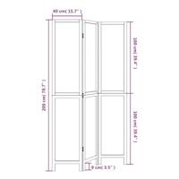 Kamerscherm met 3 panelen massief paulowniahout donkerbruin - thumbnail