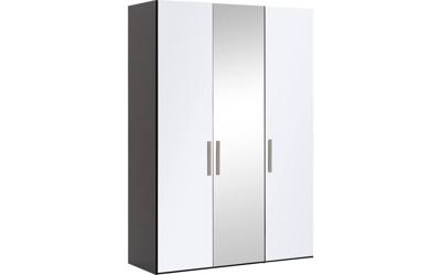 Goossens Kledingkast Easy Storage Ddk, Kledingkast 153 cm breed, 220 cm hoog, 2x glas draaideur en 1x spiegel draaideur midden