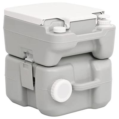 VidaXL Campingtoilet draagbaar 20+10 l hdpe grijs en wit