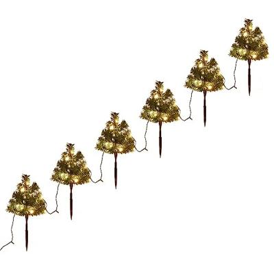 VidaXL Tuinpadkerstbomen 6 st met warmwitte led's 45 cm pvc