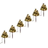 VidaXL Tuinpadkerstbomen 6 st met warmwitte led's 45 cm pvc - thumbnail