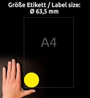 Etiket Avery L7670-25 63.5mm rond neon geel 300 etiketten - thumbnail