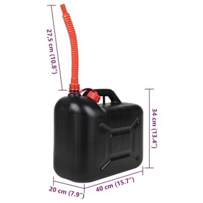 VidaXL Brandstoftanks 3 st met flexibel mondstuk zwart 20 l kunststof