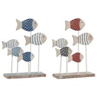Decoratieve figuren Home ESPRIT Blauw Wit Rood Vissen 17 x 6 x 25 cm (2 Stuks) - thumbnail