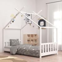 Kinderbedframe massief grenenhout wit 70x140 cm - thumbnail