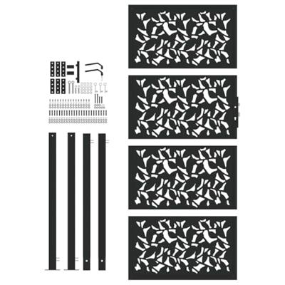 Poort met bladontwerp 105x205 cm staal zwart Poort met bladontwerp 105x205 cm staal zwart